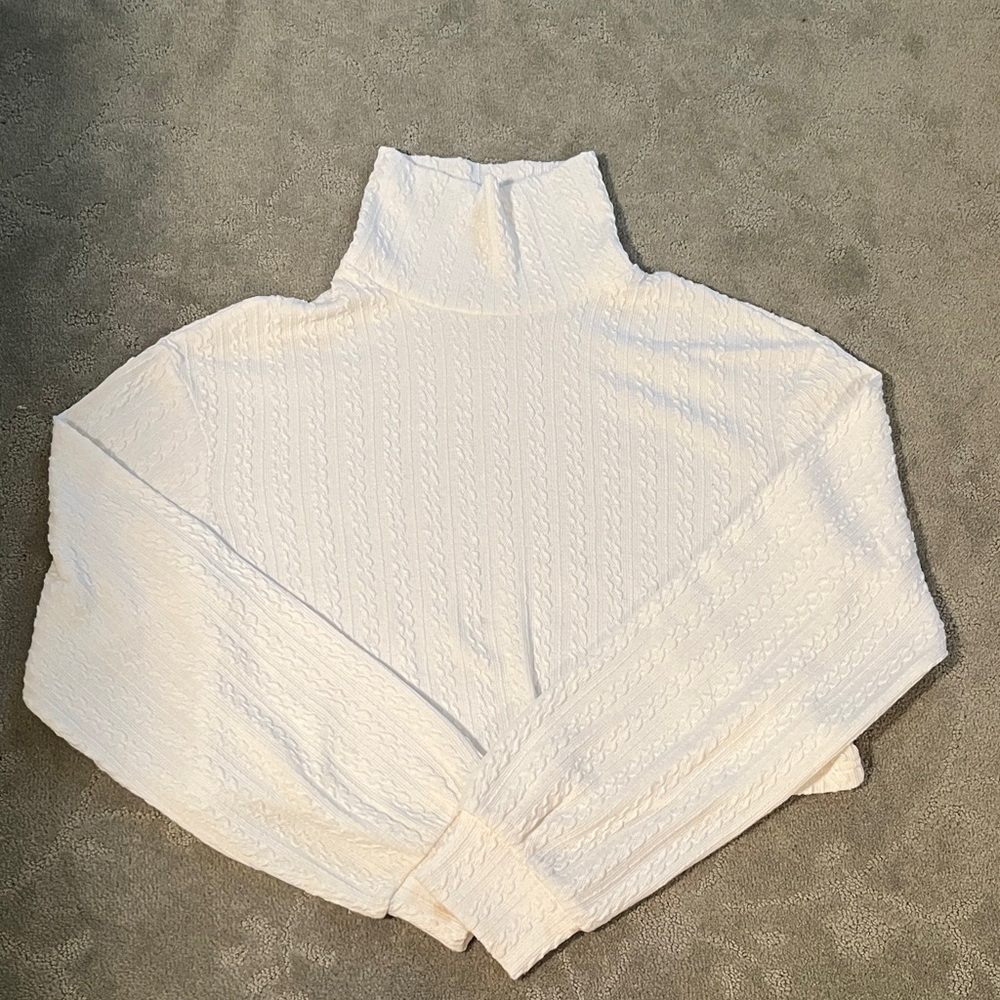 SHEIN Cream Cable Knit Turtleneck Sweater